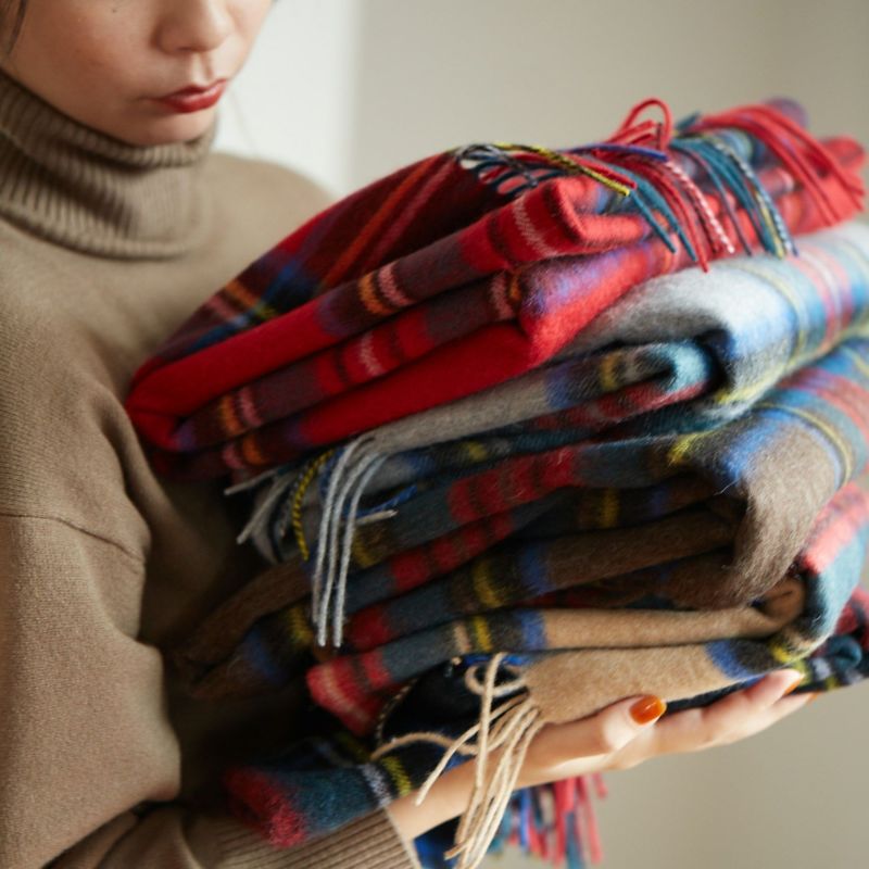 ウール100%大判イングランドチェックストール＜レッド＞ | Maria Rouk