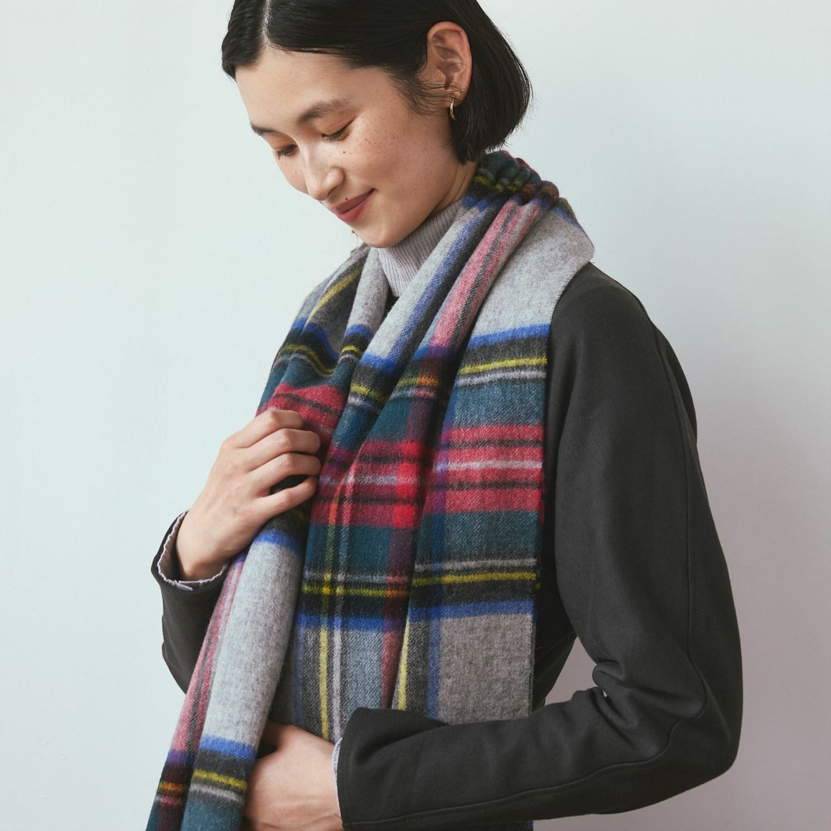 ウール100%大判イングランドチェックストール