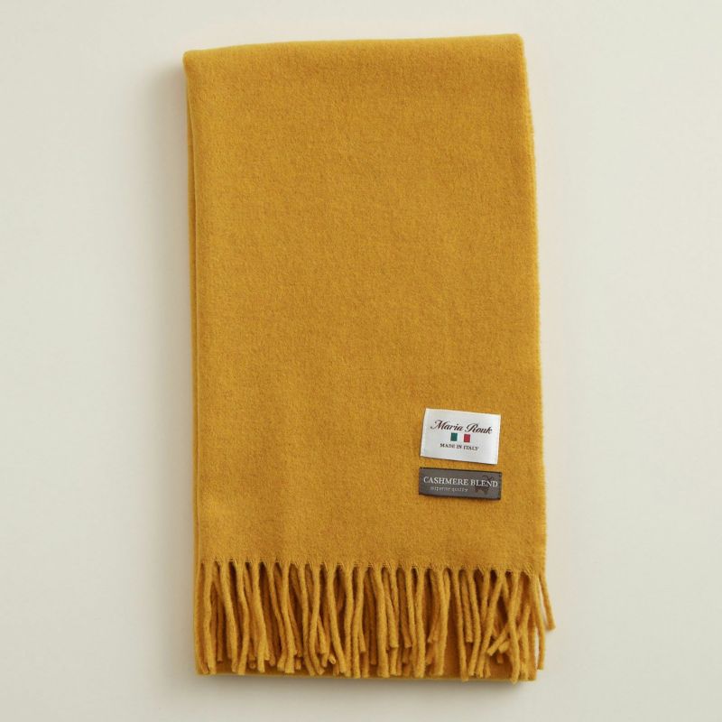  イタリア製カシミヤブレンド無地 ストール＜イエロー＞