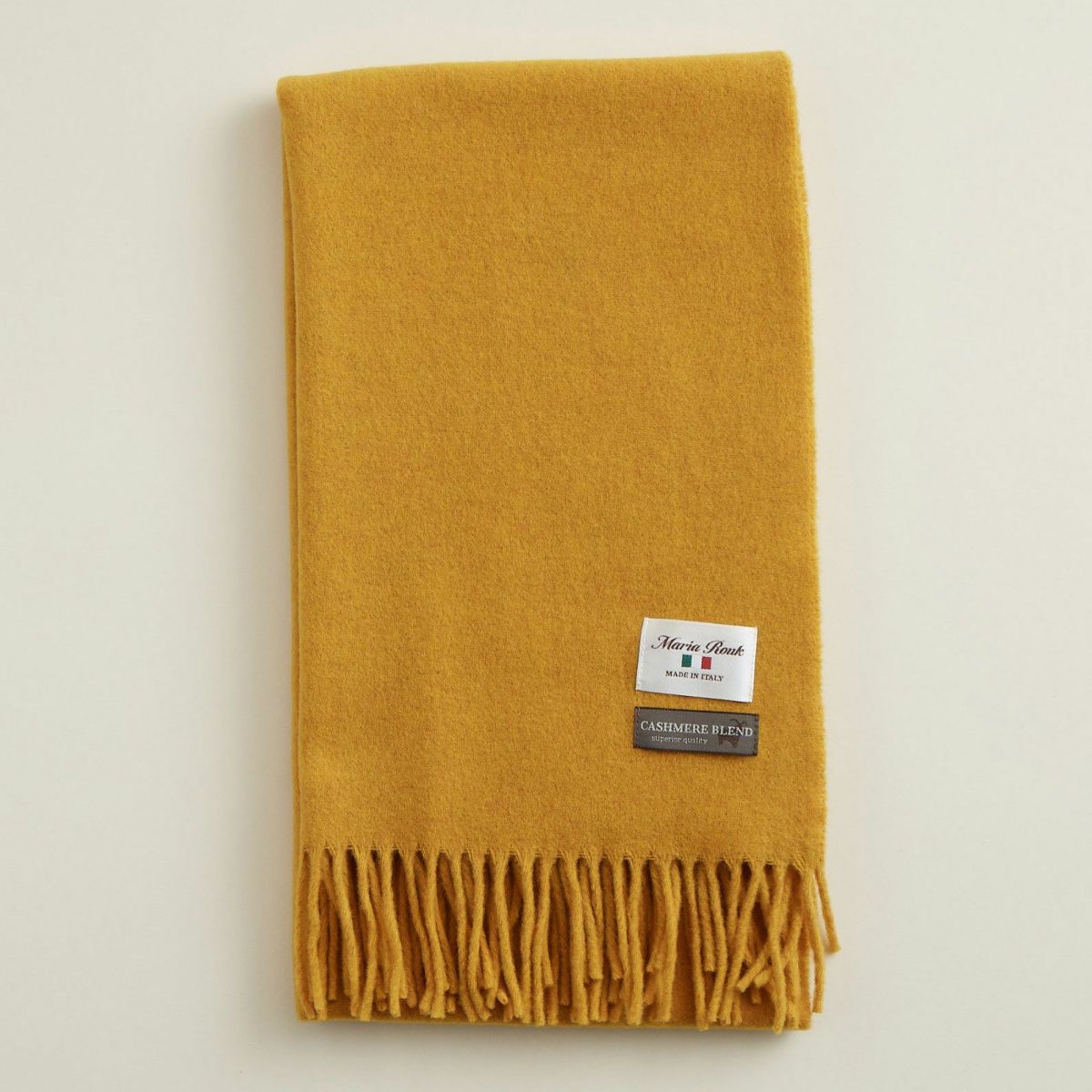  イタリア製カシミヤブレンド無地 ストール＜イエロー＞