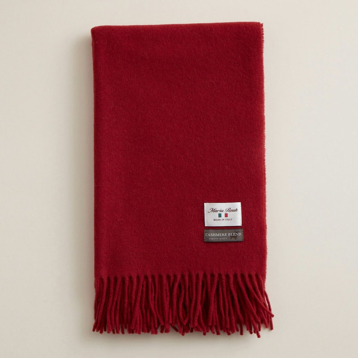 イタリア製カシミヤブレンド無地 ストール＜レッド＞