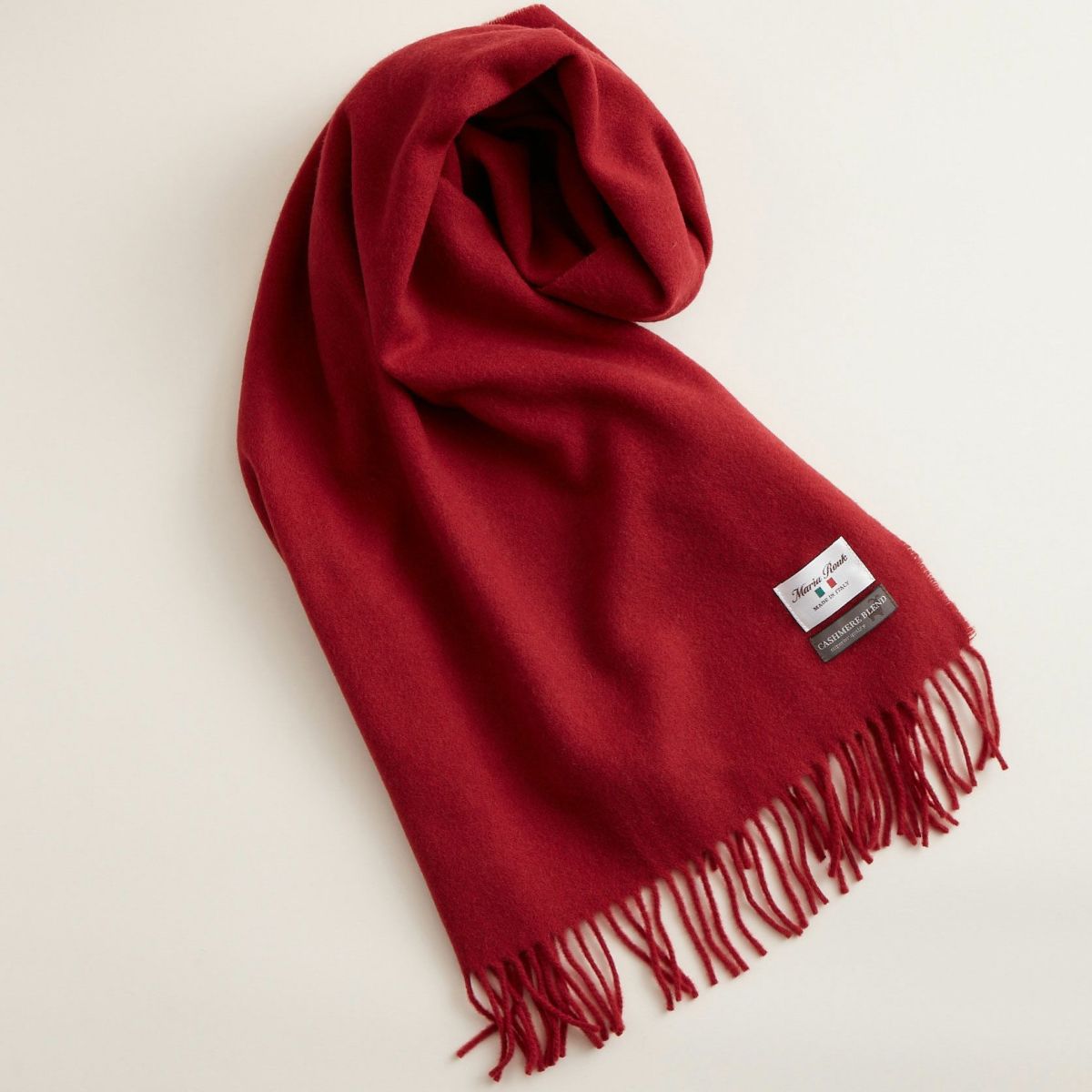 イタリア製カシミヤブレンド無地 ストール＜レッド＞