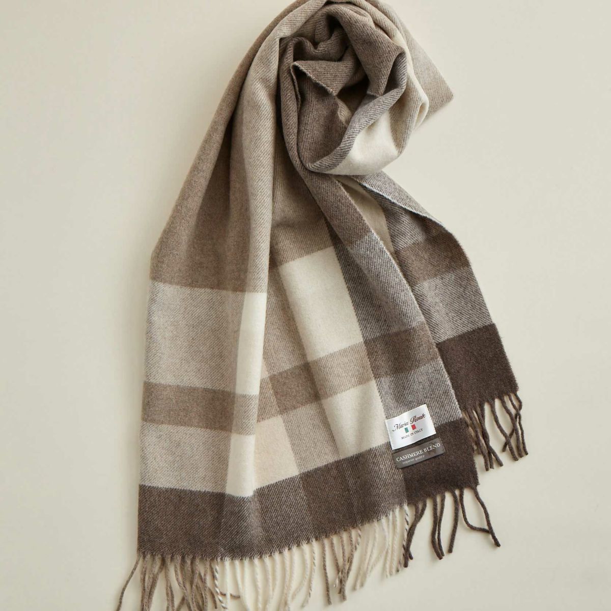 イタリア製カシミヤブレンドラインチェックストール