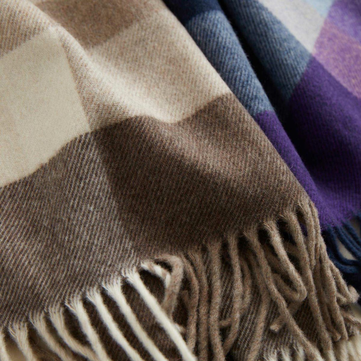 イタリア製カシミヤブレンドラインチェックストール