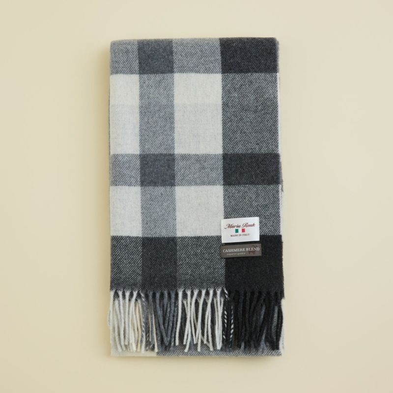 イタリア製カシミヤブレンドラインチェックストール