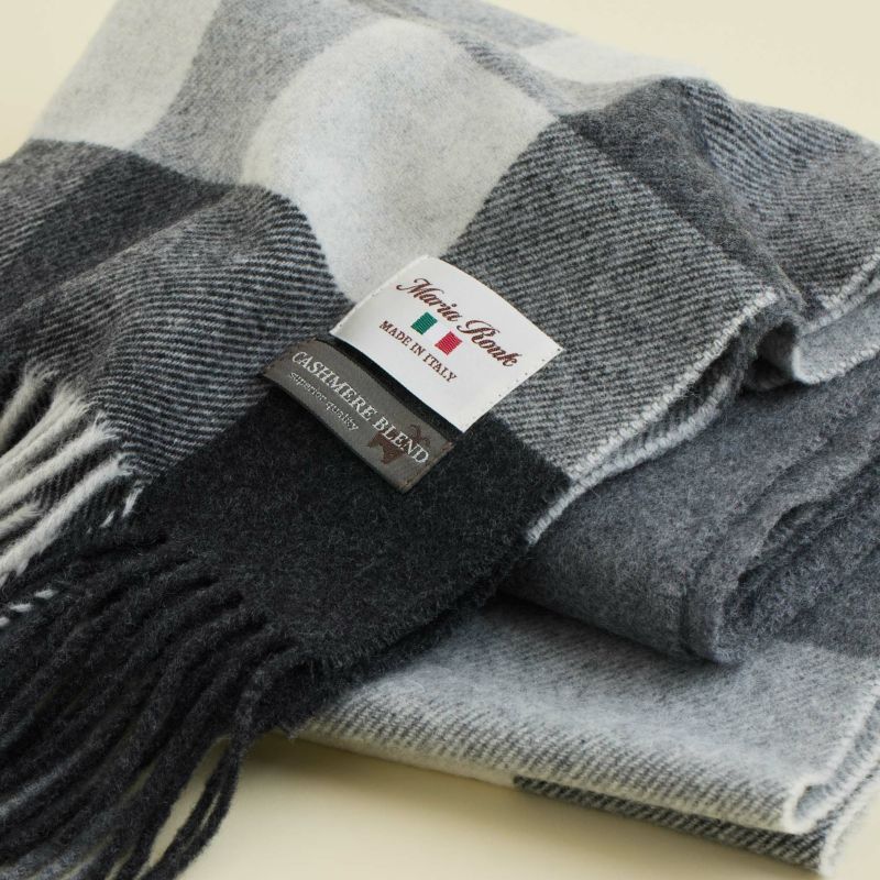 イタリア製カシミヤブレンドラインチェックストール
