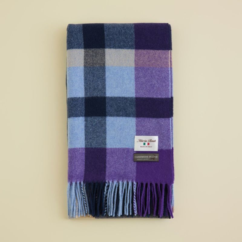 イタリア製カシミヤブレンドラインチェックストール