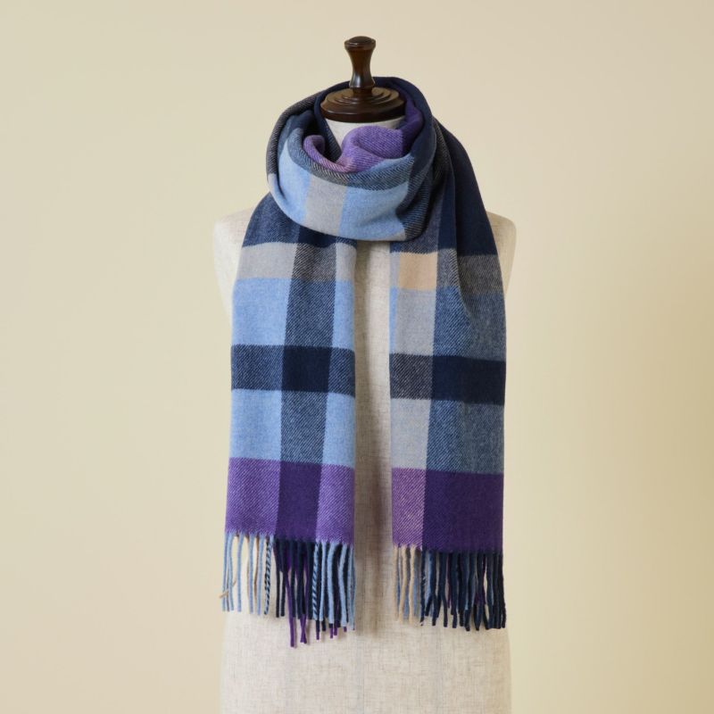 イタリア製カシミヤブレンドラインチェックストール