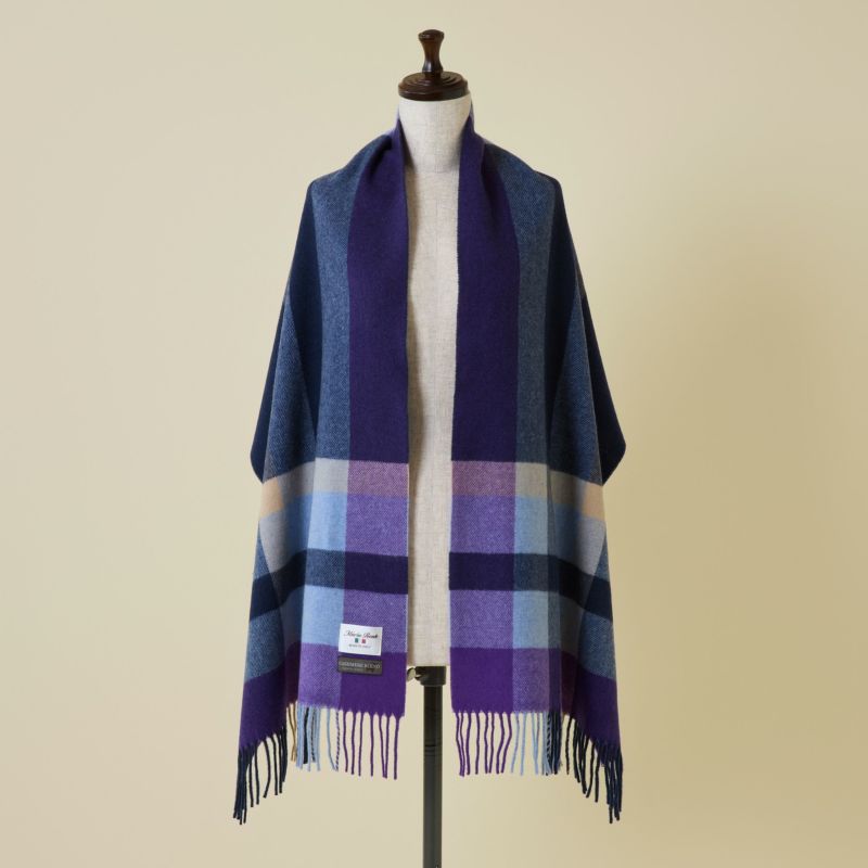 イタリア製カシミヤブレンドラインチェックストール