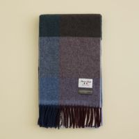 イタリア製 カシミヤブレンド ブロックチェックストール＜ネイビー＞