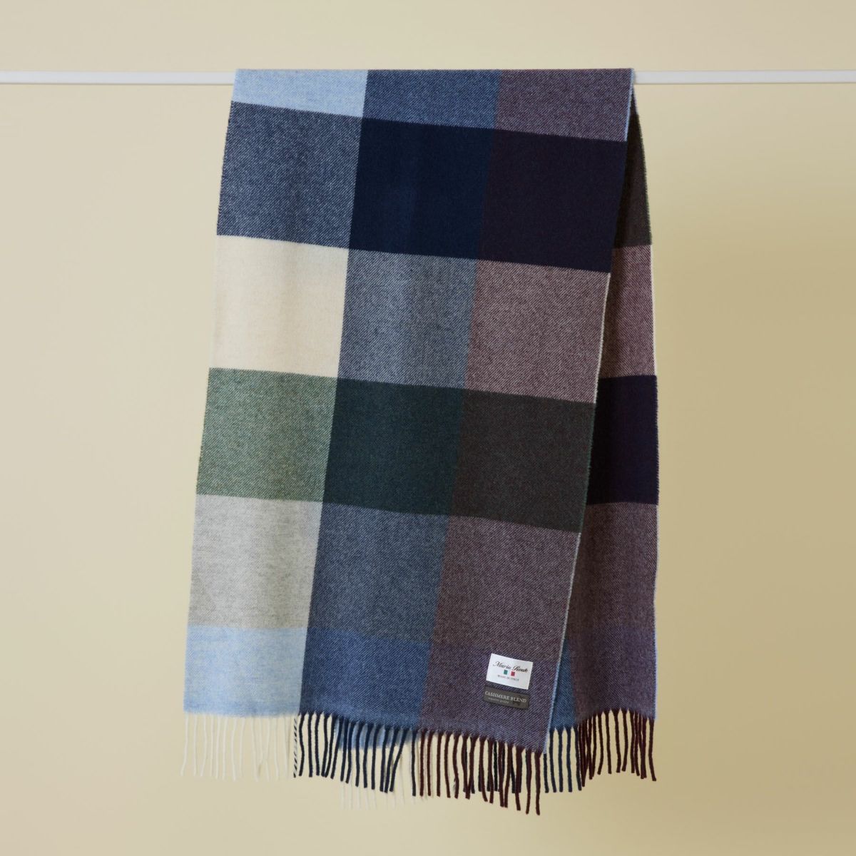 イタリア製 カシミヤブレンド BLOCK CHECK ストール