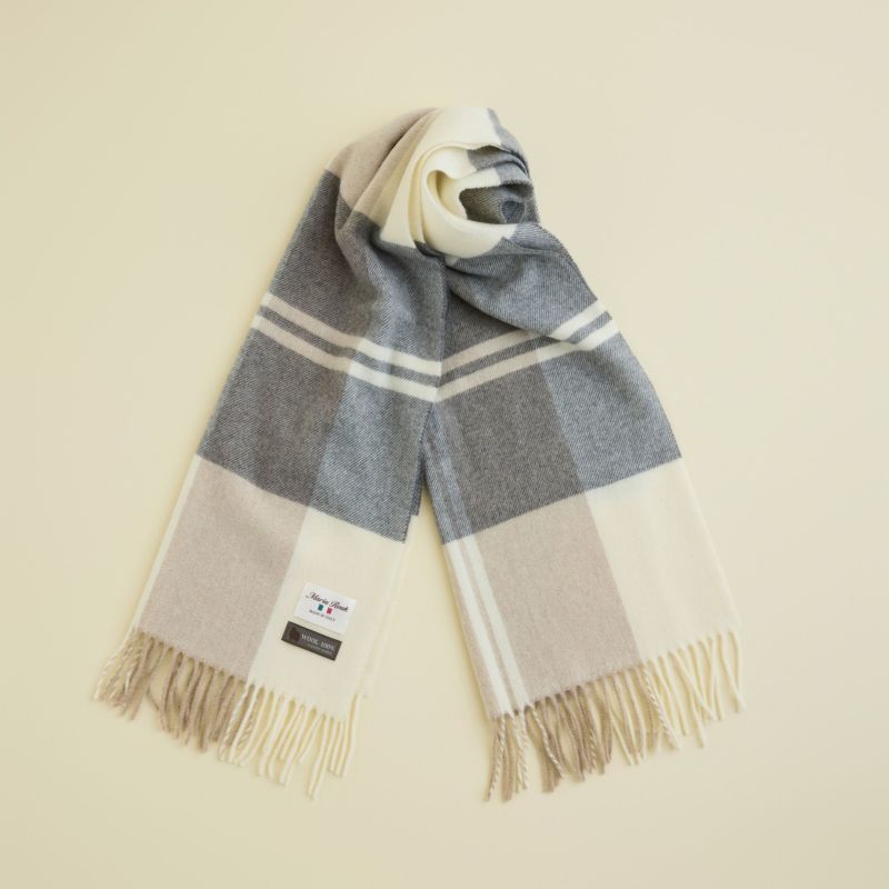 イタリア製ウール100％チェックストール