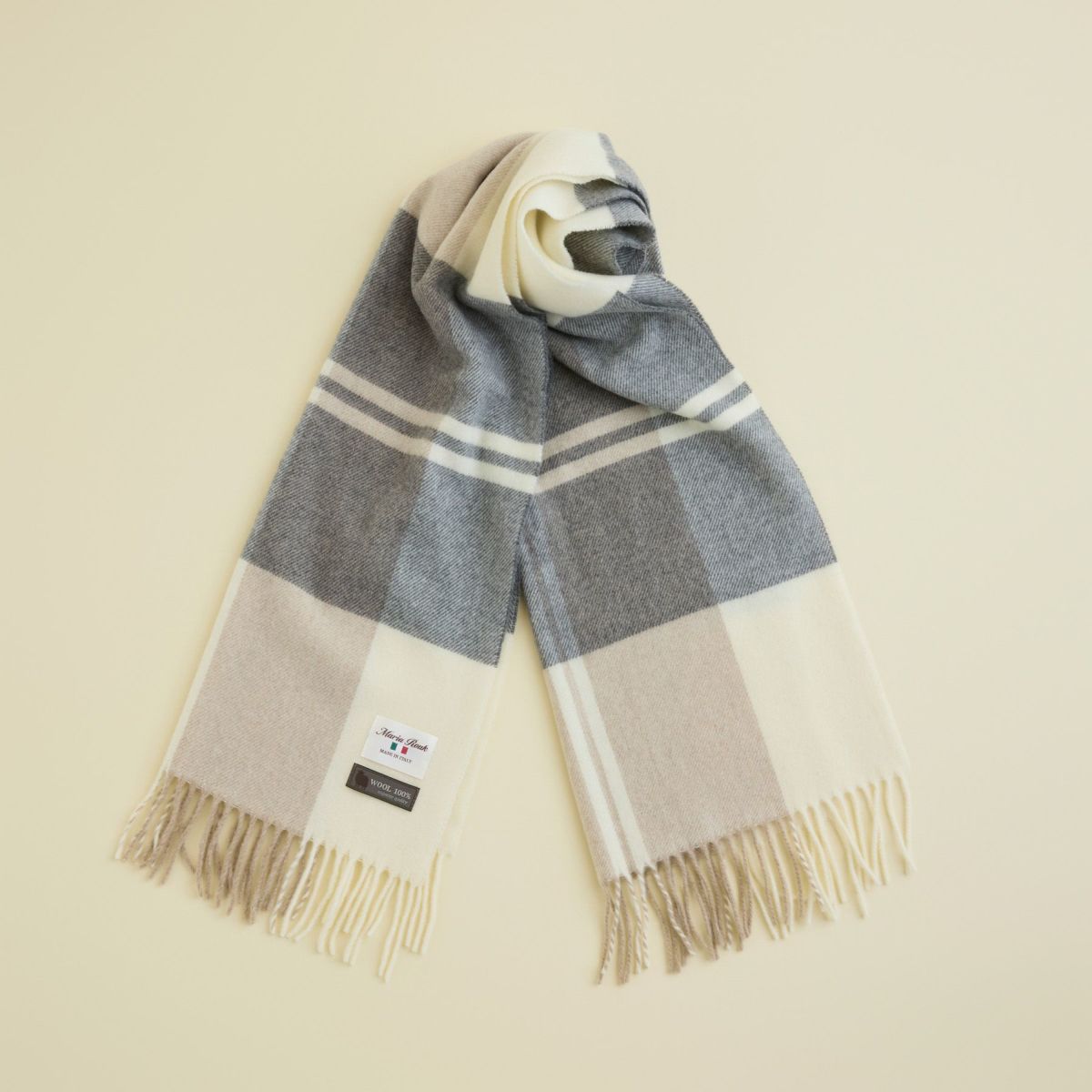 イタリア製ウール100％チェックストール