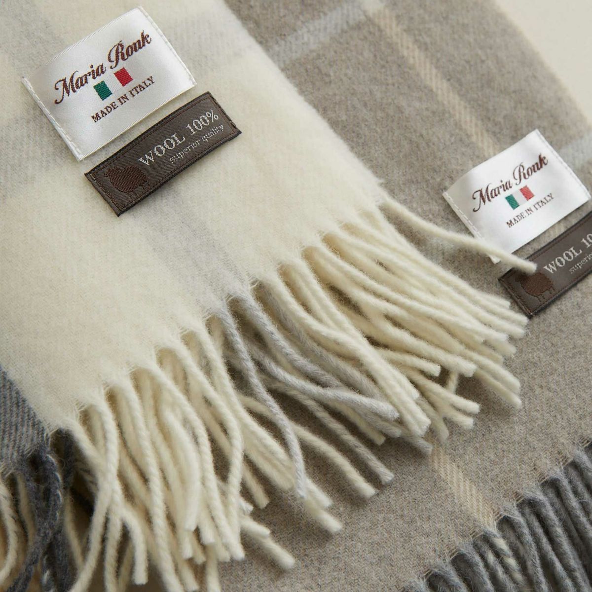 イタリア製ウール100％チェックストール