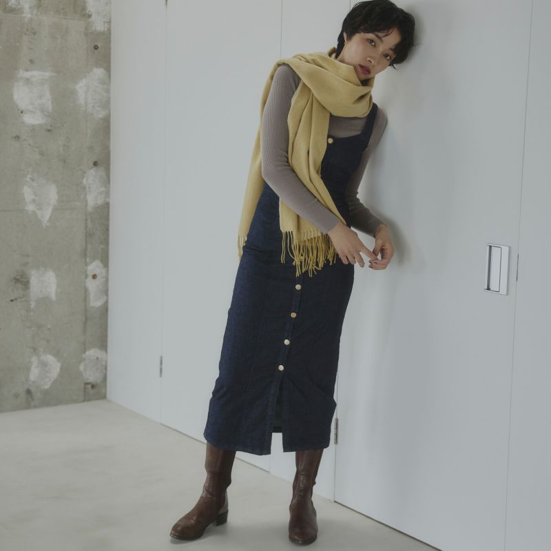  ウール100%大判無地リバーシブルストール＜イエロー＞