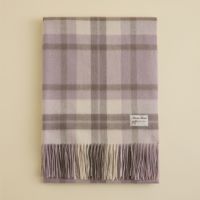 カシミヤ100%大判チェックストール＜ライトパープル＞