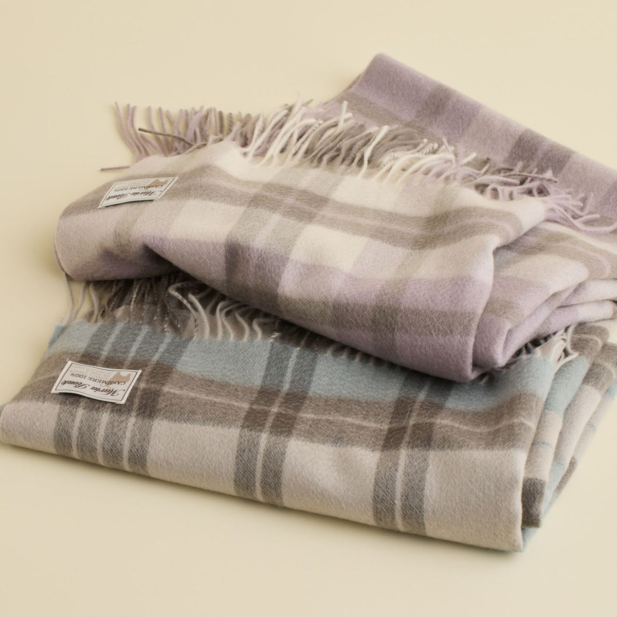 カシミヤ100%大判チェックストール