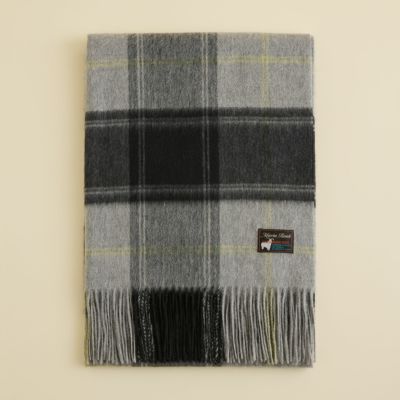 カシミヤ100%大判チェックストール＜グレー＞