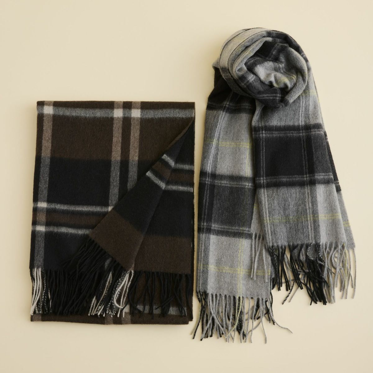 カシミヤ100%大判チェックストール