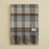 カシミヤ100%大判チェックストール＜ライトブルー×グレー＞