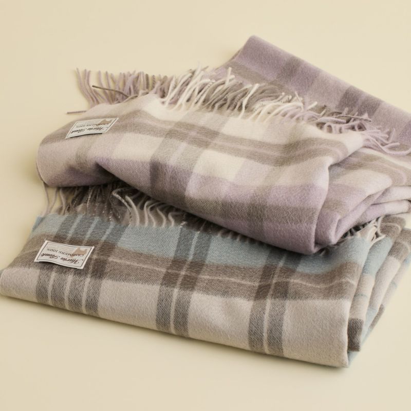 カシミヤ100%大判チェックストール