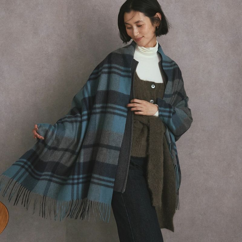 カシミヤ100%大判チェックストール