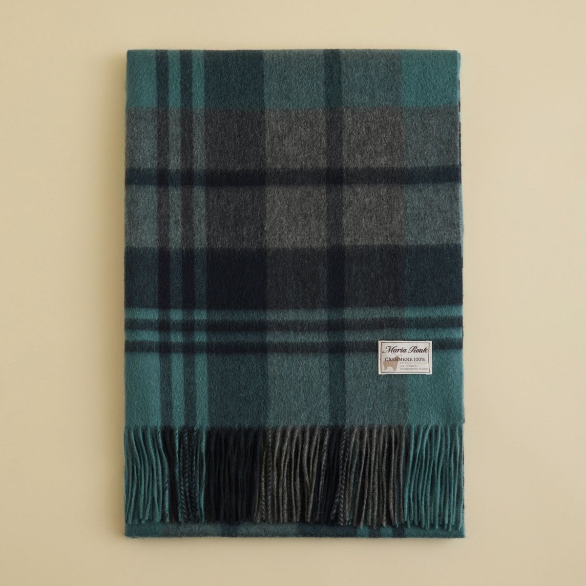 カシミヤ100%大判チェックストール