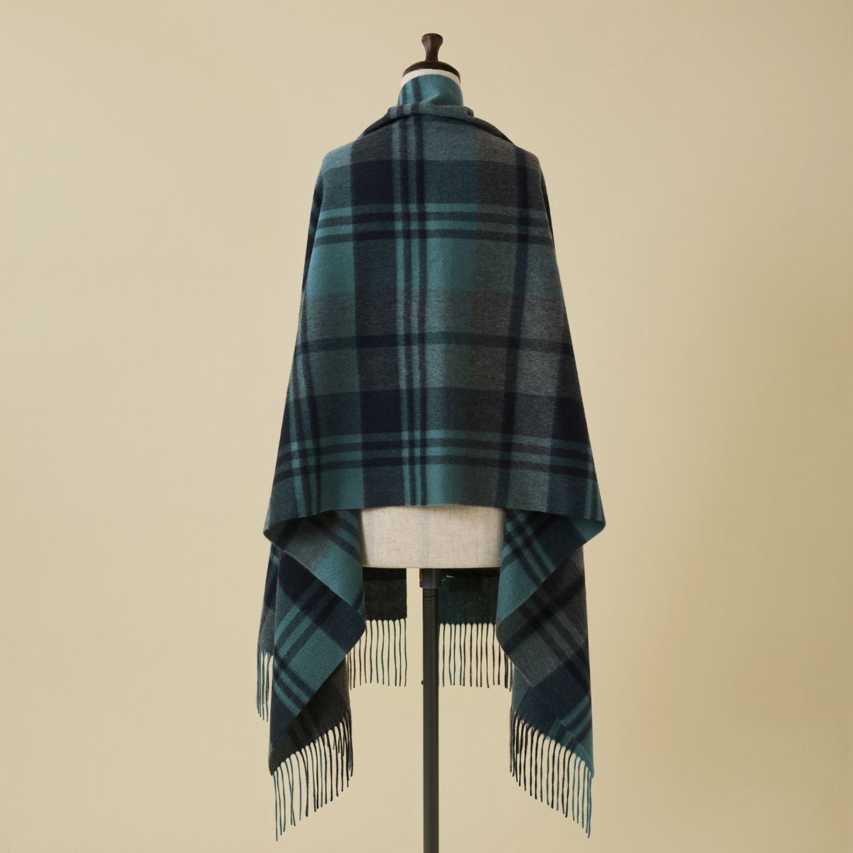 カシミヤ100%大判チェックストール