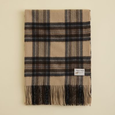 極上カシミヤ100%☆大判ストール☆ベージュチェック 極上カシミヤ100%☆大判ストール☆ベージュチェック