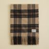 カシミヤ100%大判チェックストール＜ベージュ＞