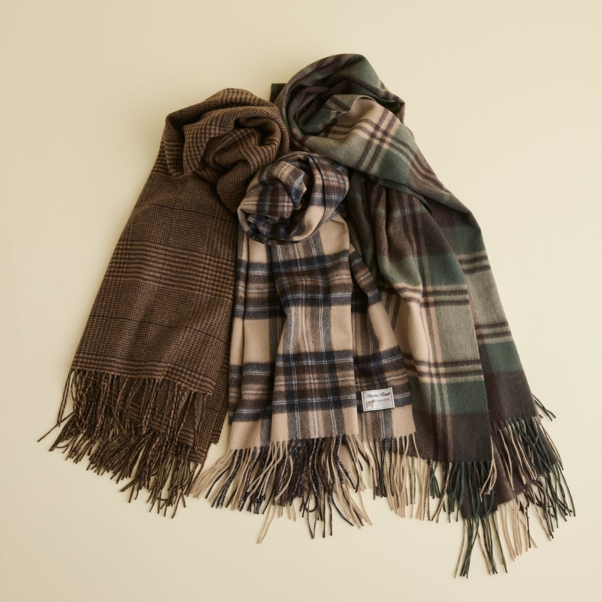 カシミヤ100%大判チェックストール