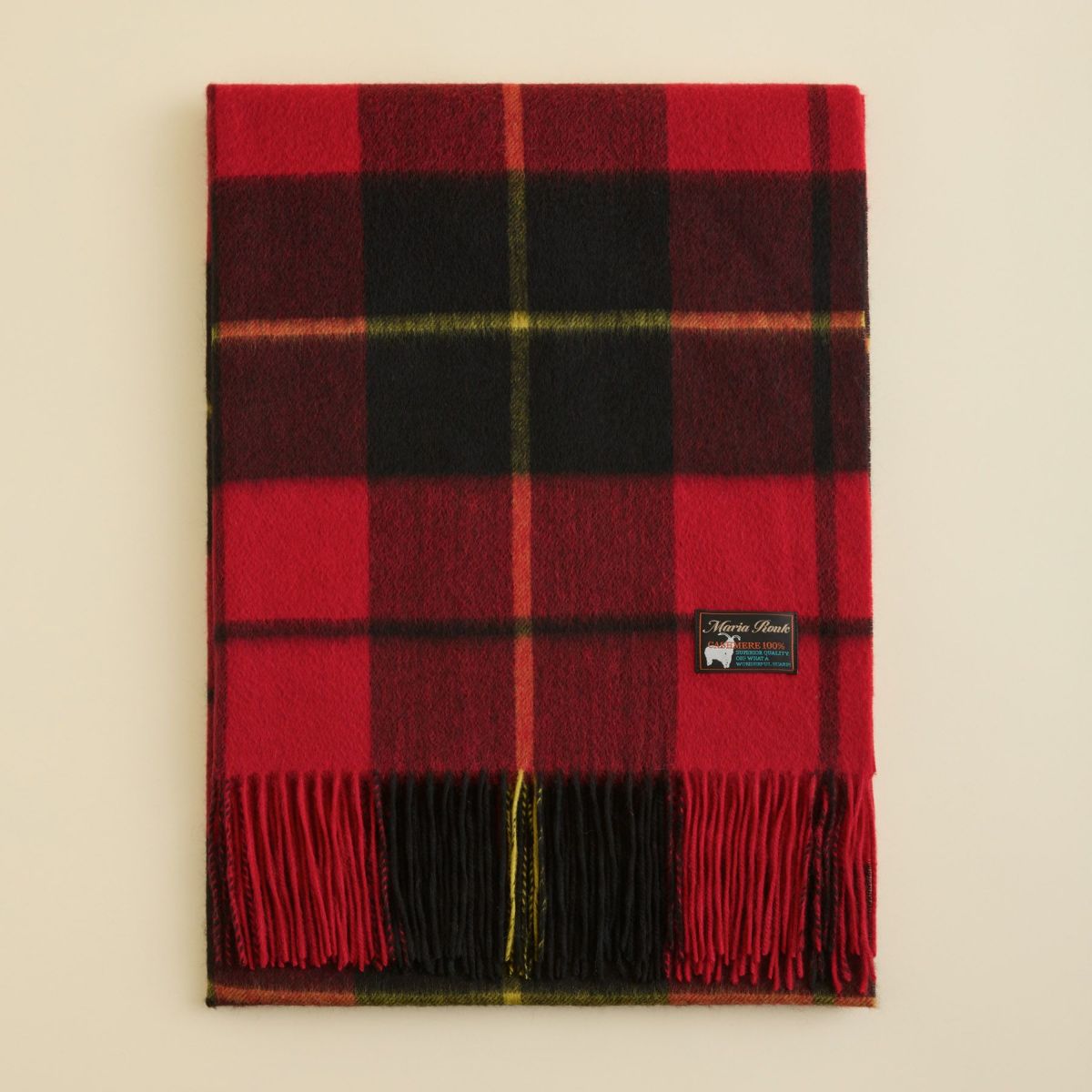 カシミヤ100%大判チェックストール＜タータン＞