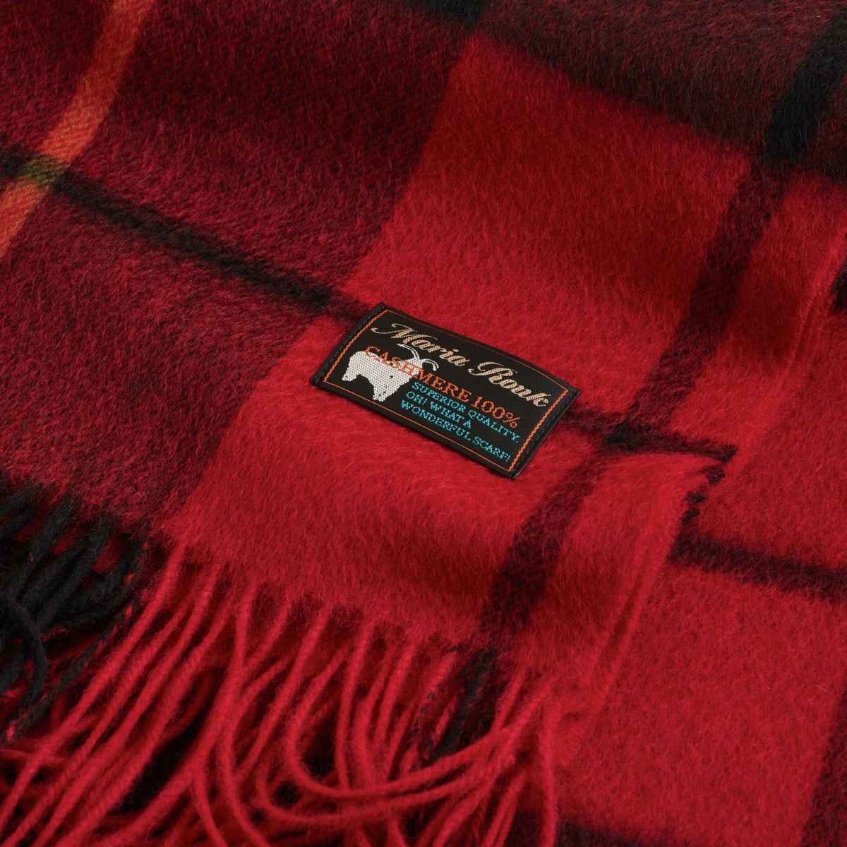 カシミヤ100%大判チェックストール＜タータン＞