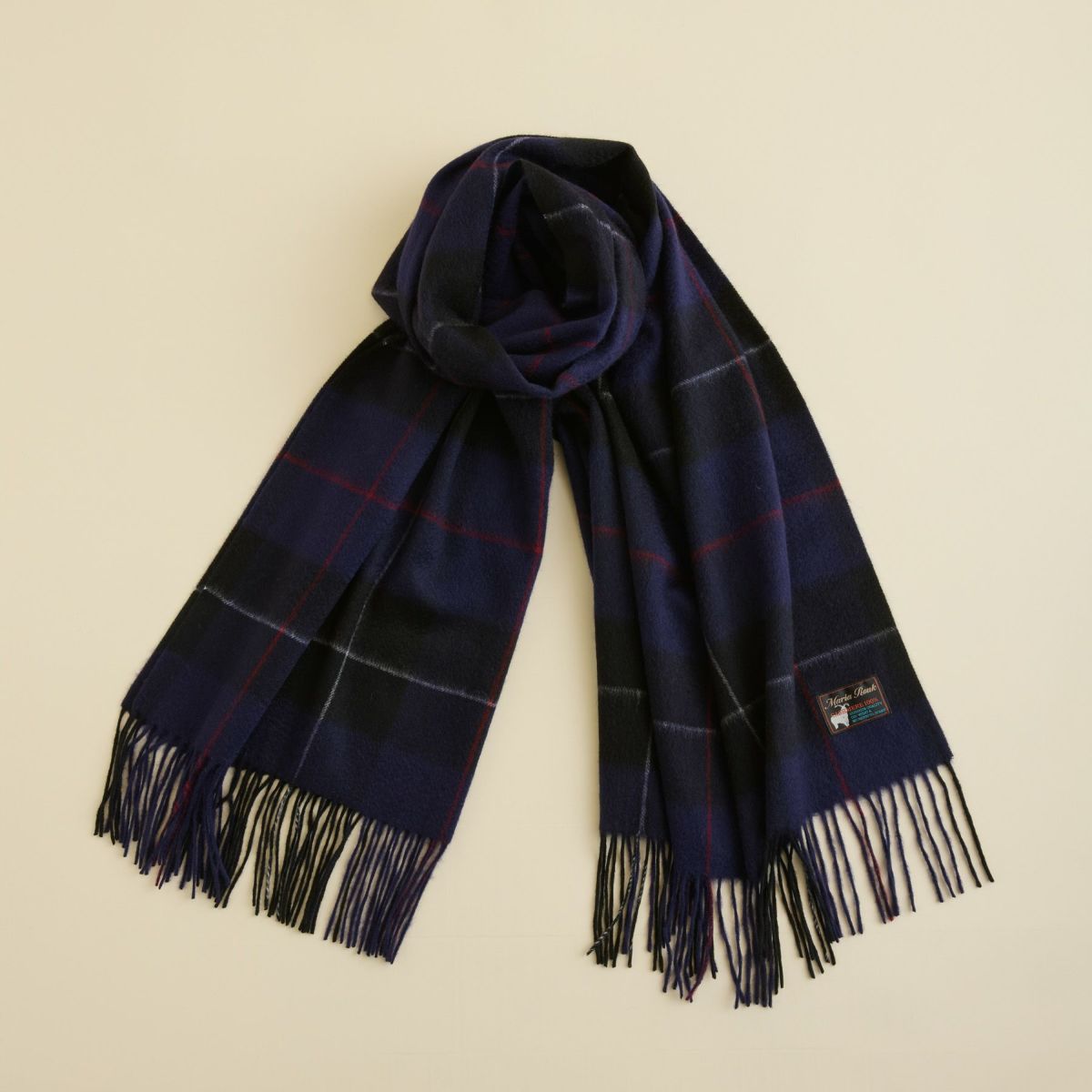 カシミヤ100%大判チェックストール＜パープル＞