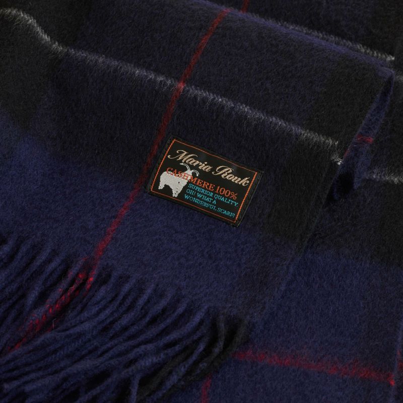 カシミヤ100%大判チェックストール＜パープル＞