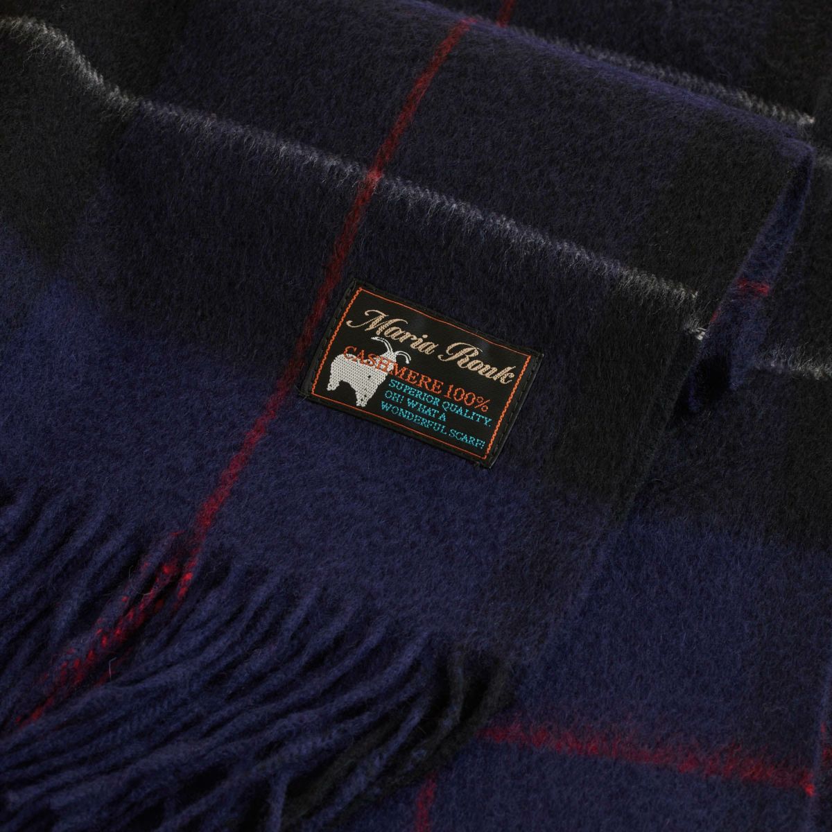 カシミヤ100%大判チェックストール＜パープル＞