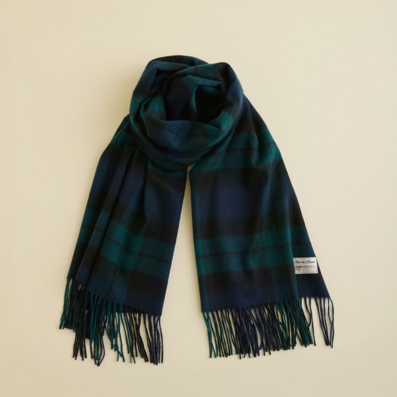 カシミヤ100%大判チェックストール＜ブラックウォッチ＞