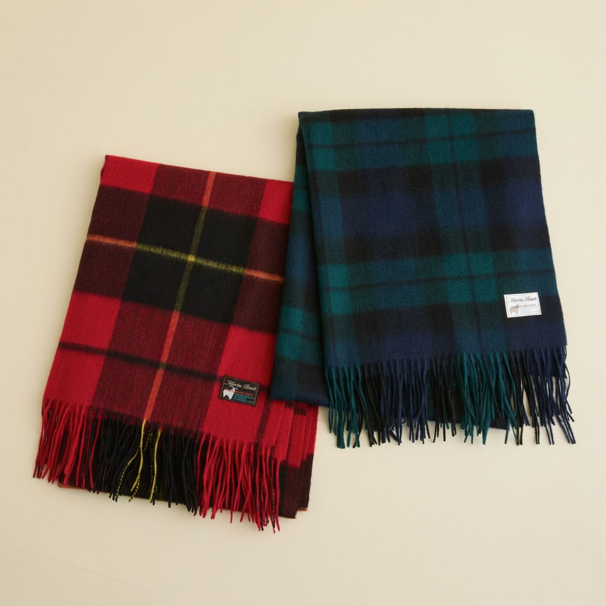 カシミヤ100%大判チェックストール