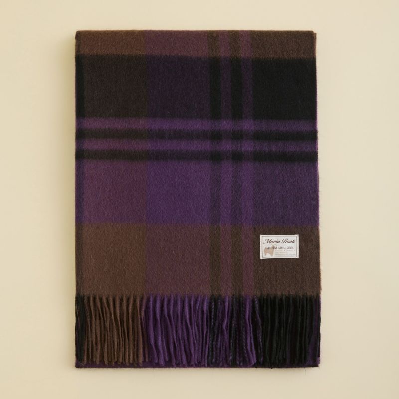 カシミヤ100%大判チェックストール