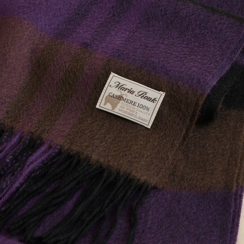 カシミヤ100%大判チェックストール＜パープル×ブラウン＞ | Maria Rouk