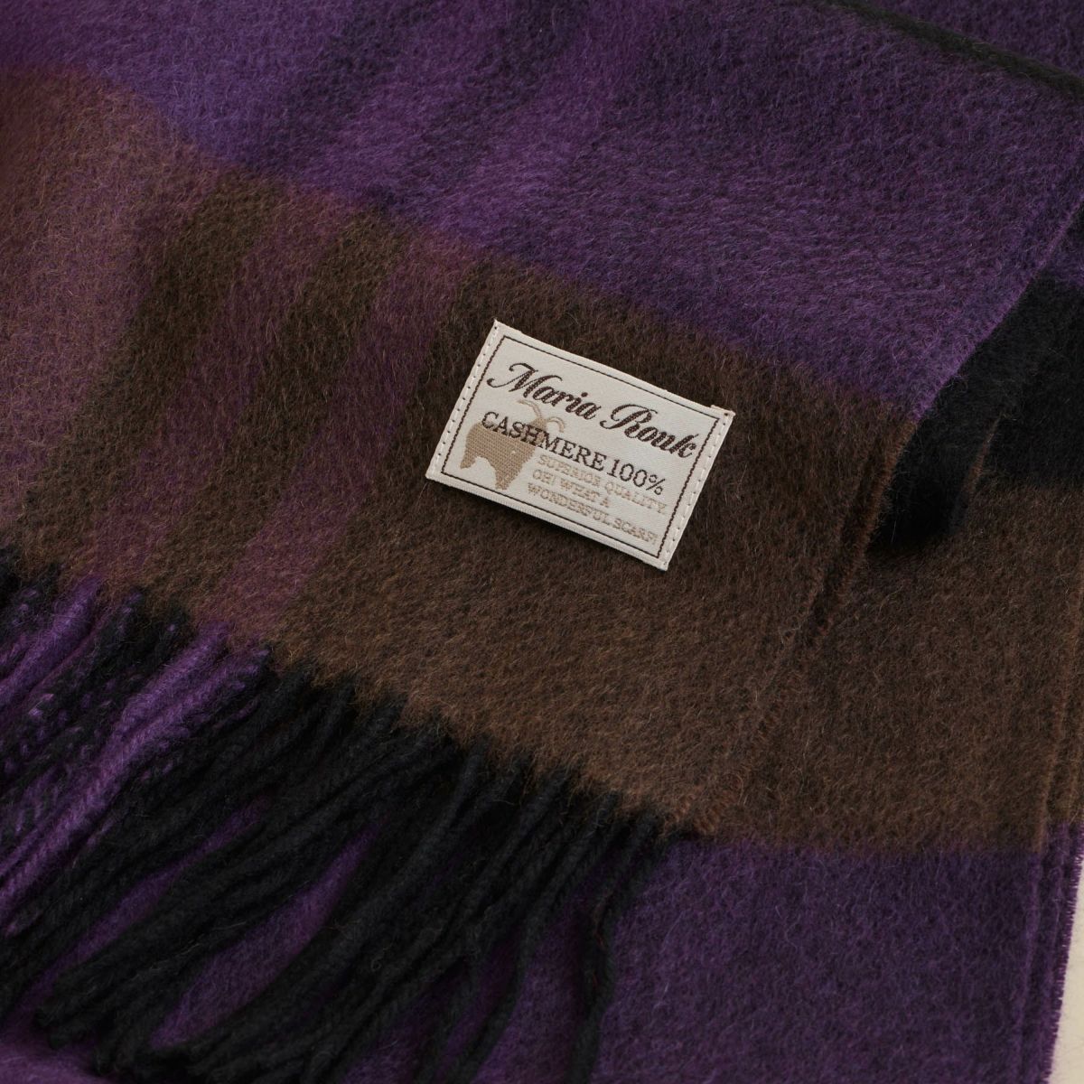 カシミヤ100%大判チェックストール