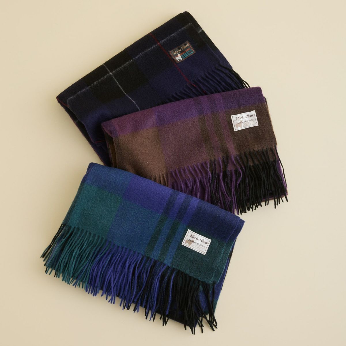 カシミヤ100%大判チェックストール