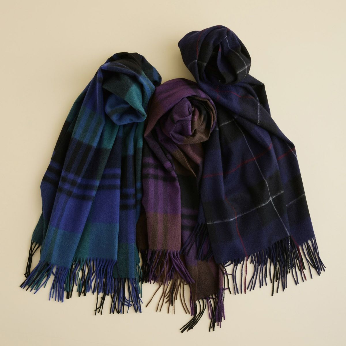 カシミヤ100%大判チェックストール