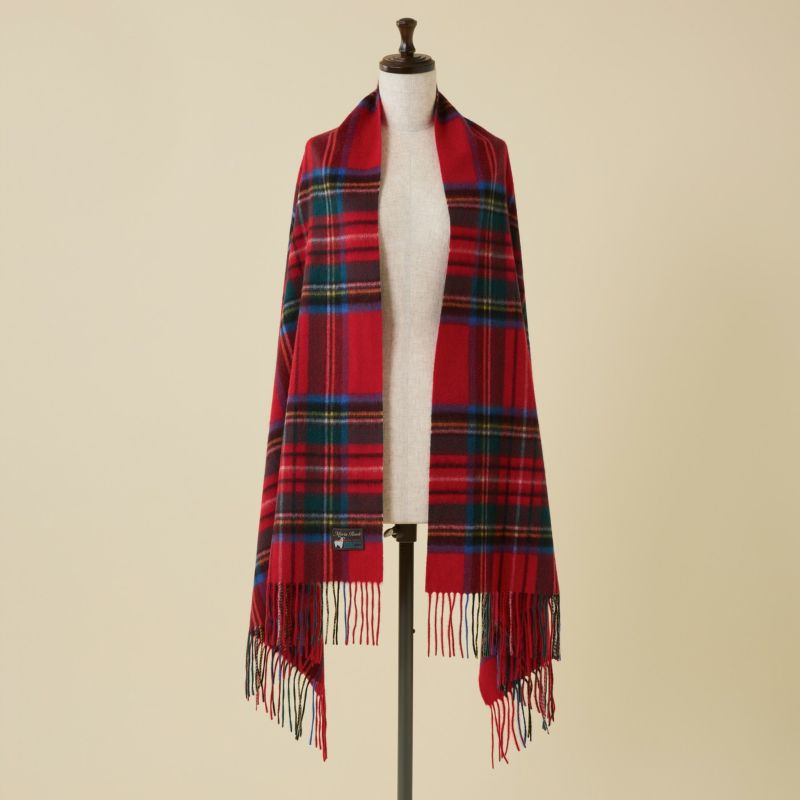 カシミヤ100%大判チェックストール＜レッド＞ | Maria Rouk（マリア