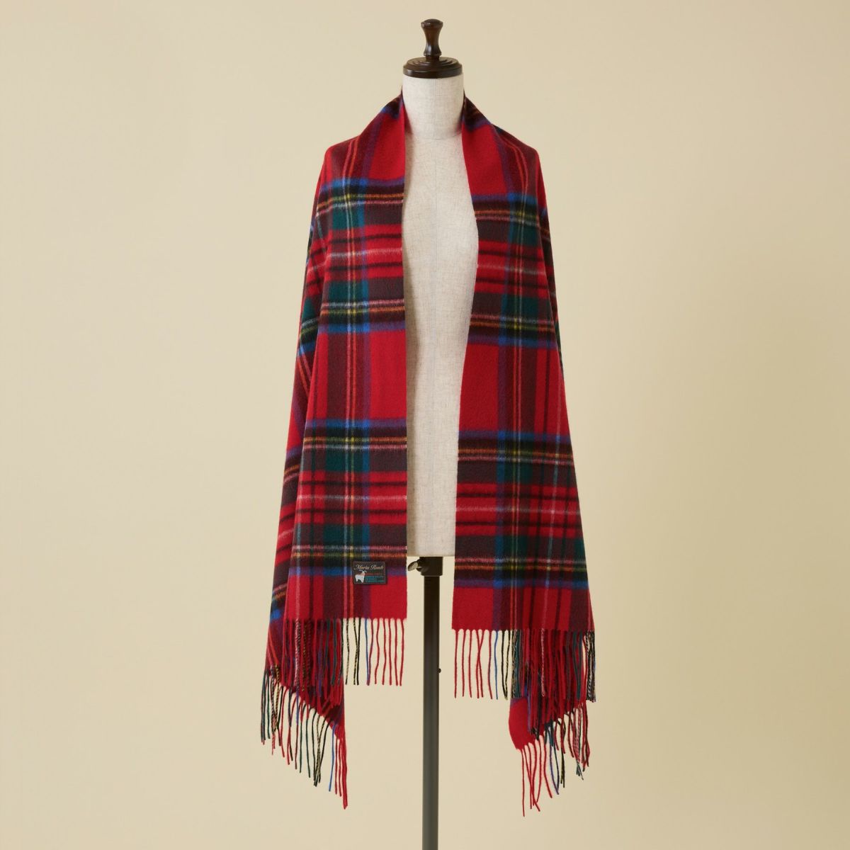 カシミヤ100%大判チェックストール