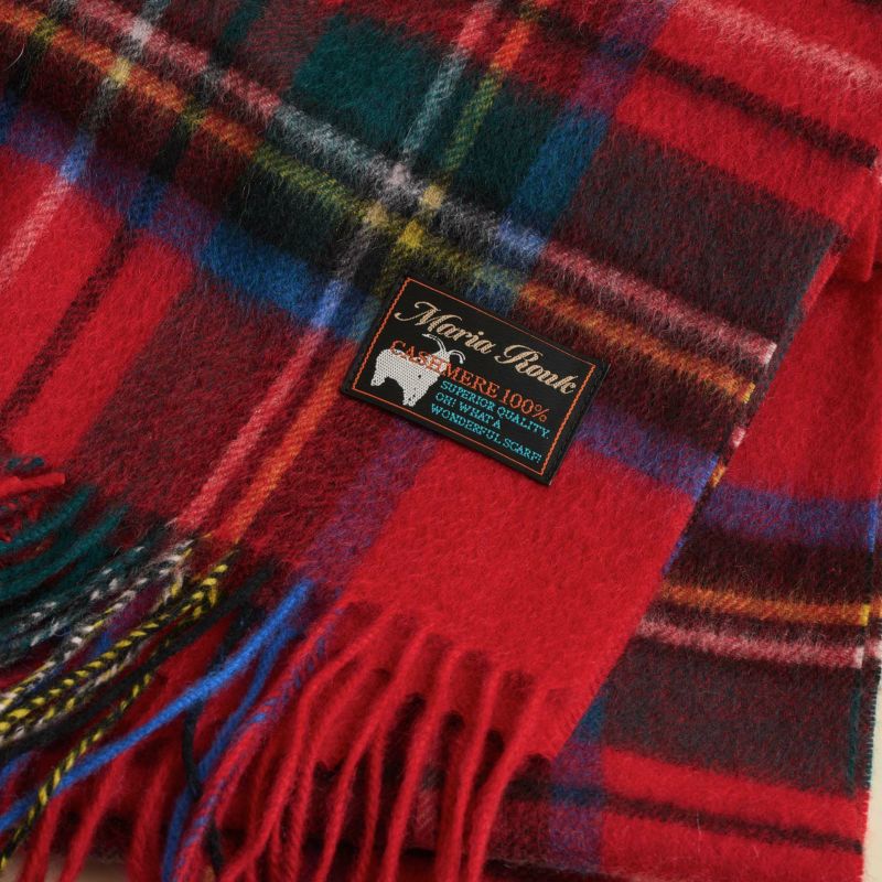 カシミヤ100%大判チェックストール