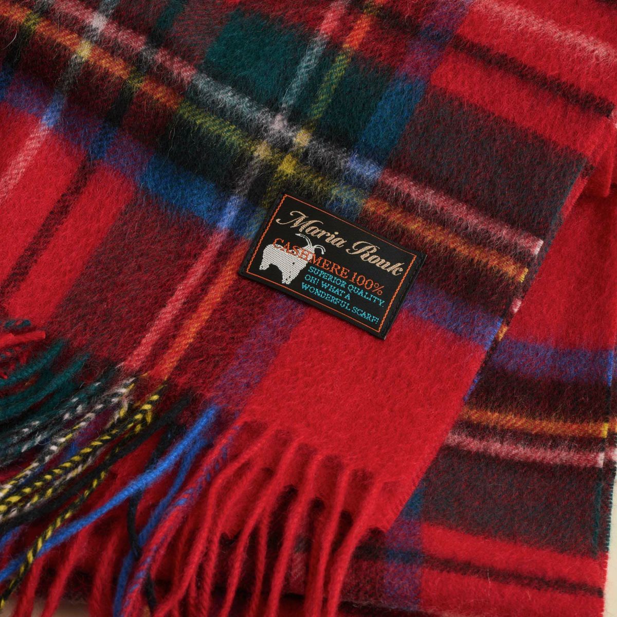 カシミヤ100%大判チェックストール