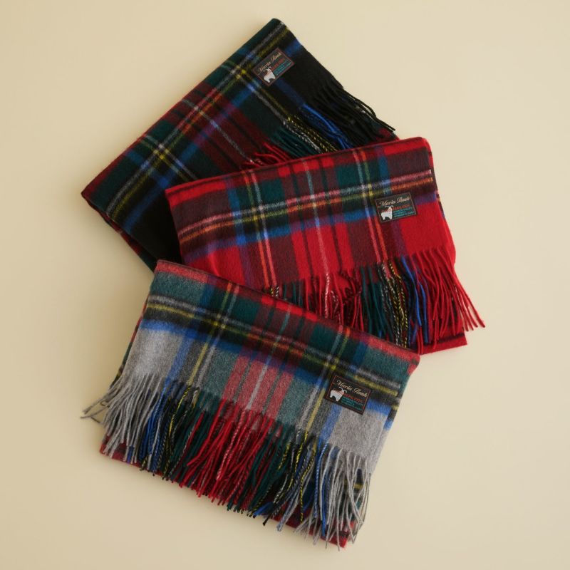 カシミヤ100%大判チェックストール