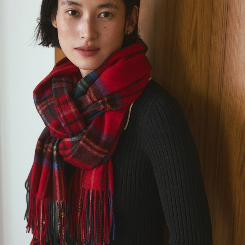 カシミヤ100%大判チェックストール