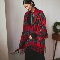 カシミヤ100%大判チェックストール